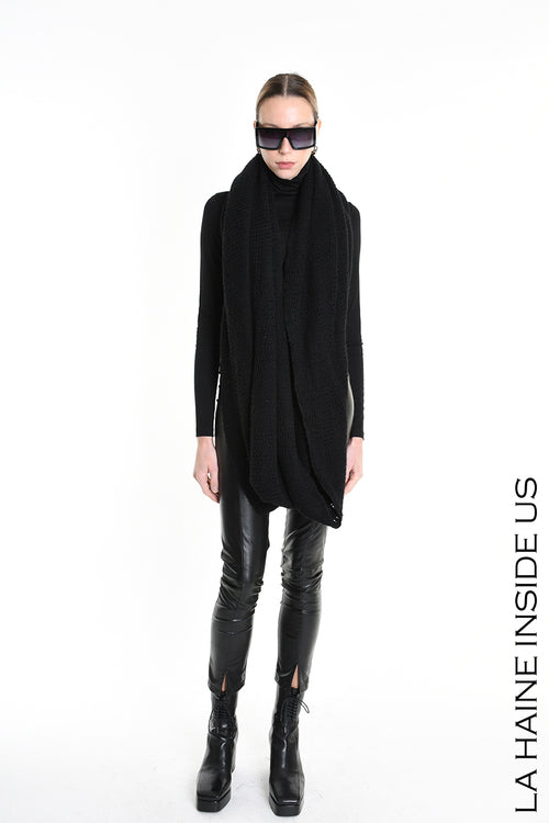 LH M1192 SCARF Over Blend Mohair Devore UNISEX D Black
