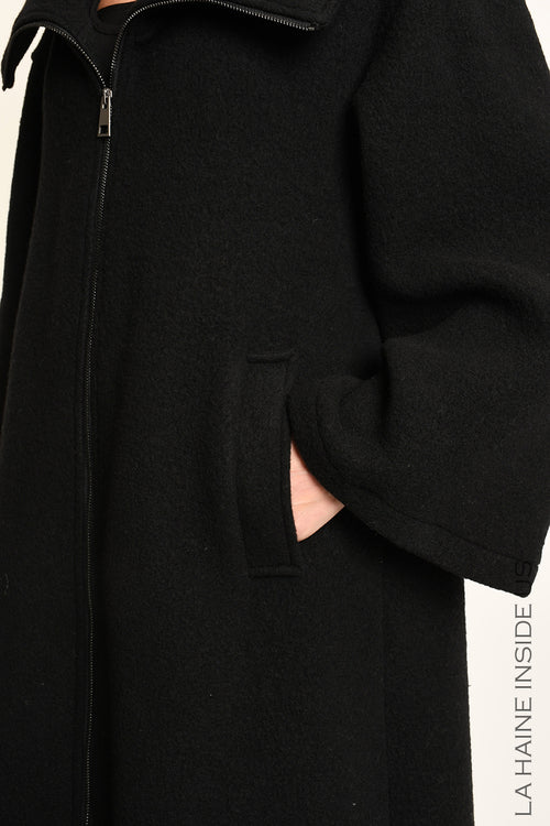LH W5516 OVERCOAT in Wool Blend Cloth Black