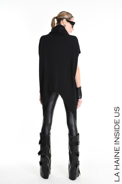 LH W5208 MAGLIA Over Asimmetrica in Jersey Bamboo Nero