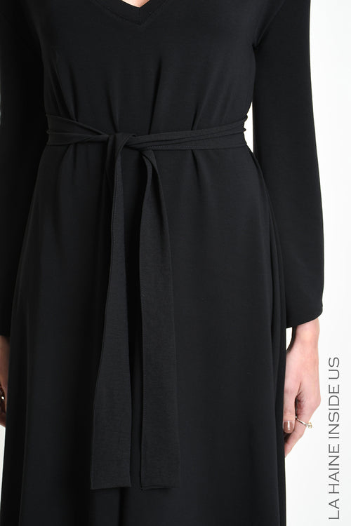 LH W5394 DRESS Asymmetric Bamboo Jersey Black