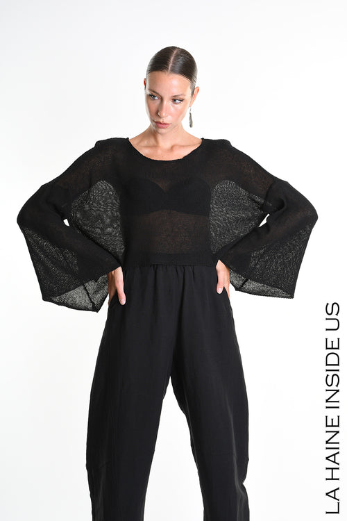 LH W5371 SWEATER Crop Thickness 7 Black