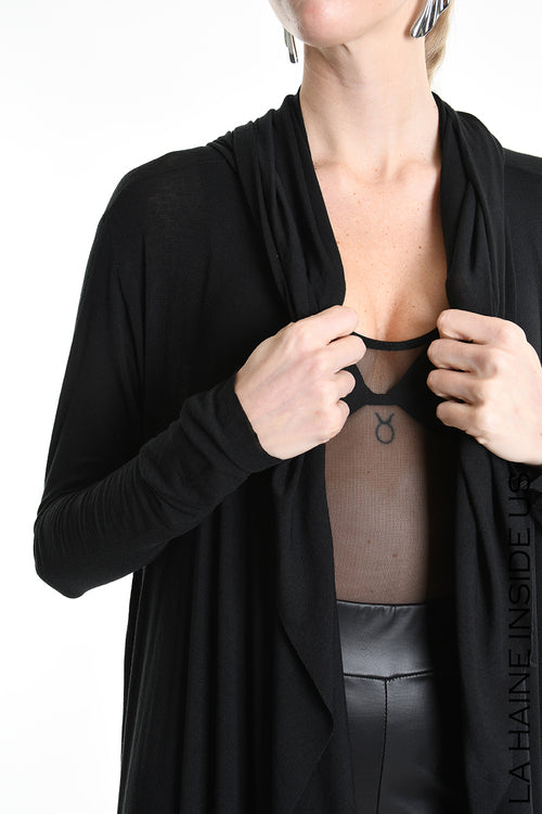 LH W5207 CARDIGAN Asymmetric Modal Cashmere Black