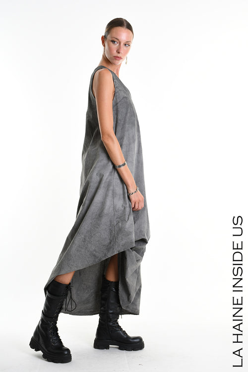 LH W5379 DRESS Dyed Cotton Gabardine Grey