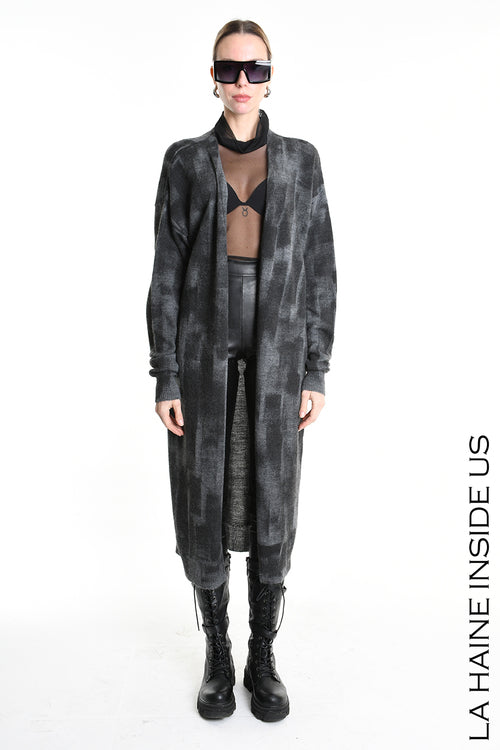 LH W5137 CARDIGAN Lungo in Maglia Finezza 7 Nero