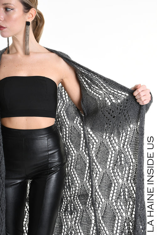 LH W5131 CARDIGAN Over Mohair Thickness 3 Grey