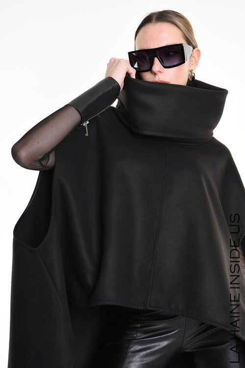 LH W5153 CAPE Over Asymmetric Cloth UNISEX D Black