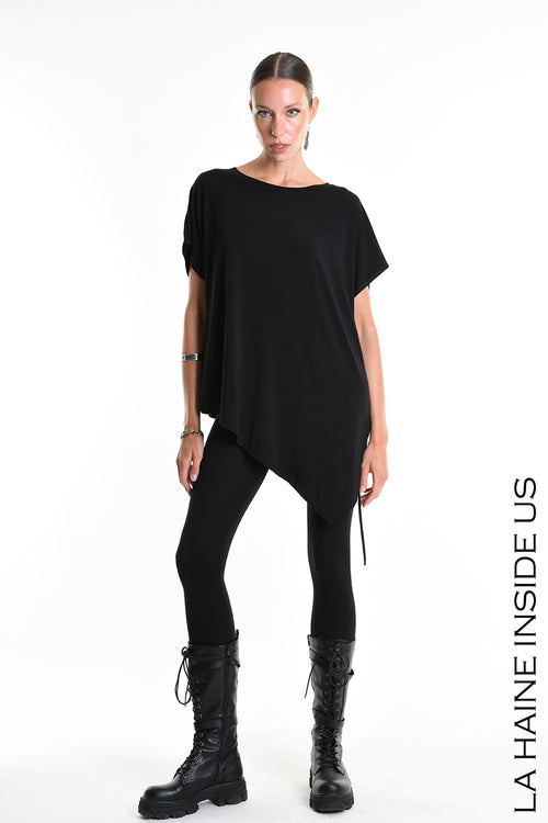 LH W5272 T-SHIRT Over Asymmetric Jersey Bamboo Black