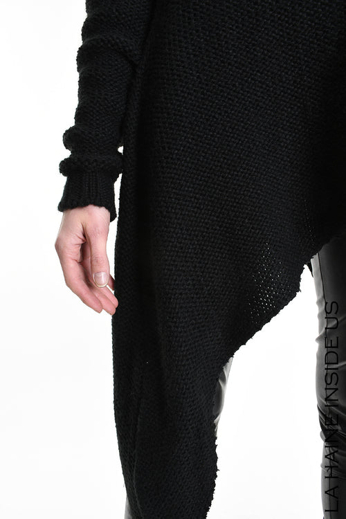 LH W5258 SWEATER Asymmetric Thickness 3 Black