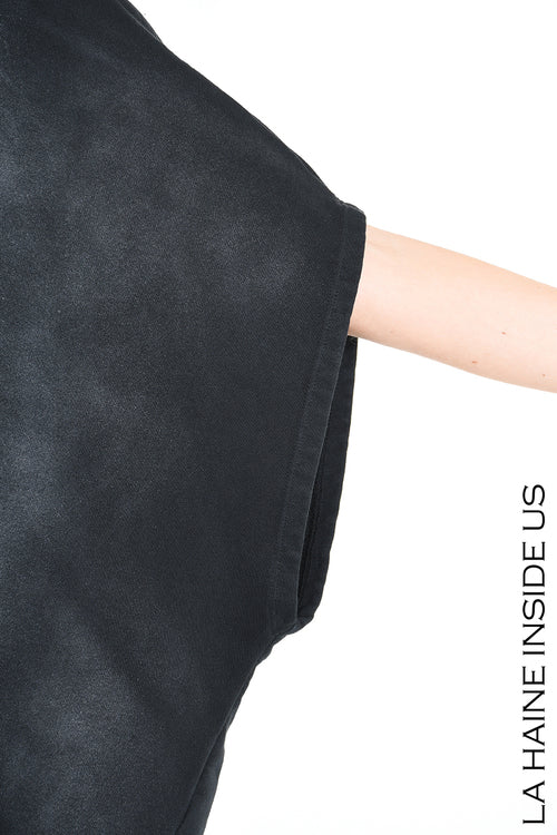 LH W5224 DRESS Over Asymmetric Chorosive Treatment Fleece Black