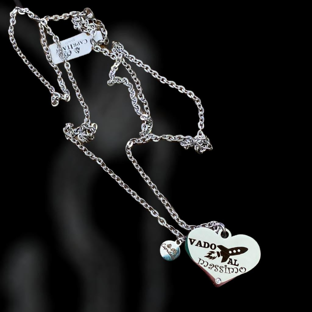 Collana Con Ciondolo A Cuore In Acciaio Inox - Incisione 'La Vita è Come Camminare, Un Passo Alla Volta' - Regalo Per Fan, Amiche, Figlia
