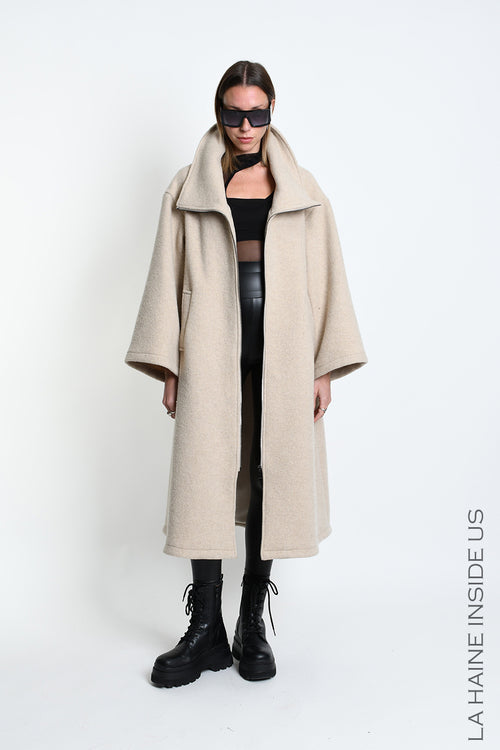 LH W5516 OVERCOAT in Wool Blend Cloth Sand