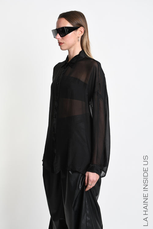 LH W5481 SHIRT Over Viscose Silk Garment Dyed Black