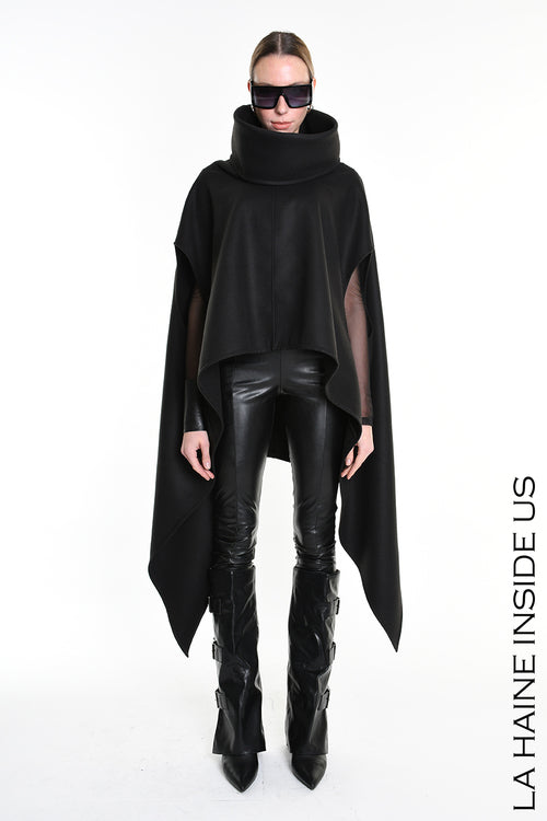 LH W5153 CAPE Over Asymmetric Cloth UNISEX D Black