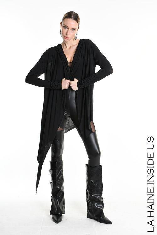 LH W5207 CARDIGAN Asymmetric Modal Cashmere Black