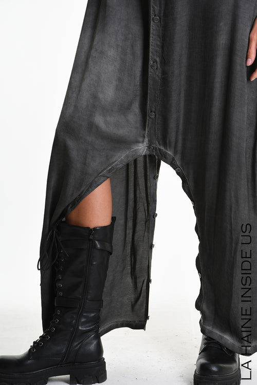 LH W5382 JUMPSUIT/DRESS Multifunctional Over Dyed Viscose Satin Black