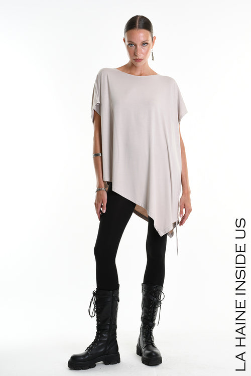 LH W5272 T-SHIRT Over Asymmetric Jersey Bamboo Beige