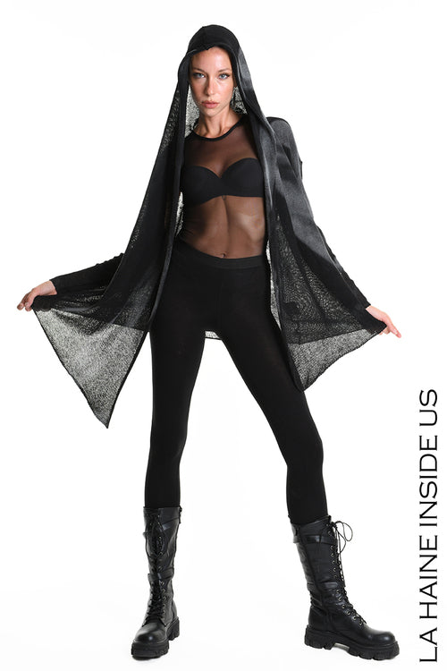 LH W5368 CARDIGAN Asymmetric Thickness 7 Treatment Spray Black