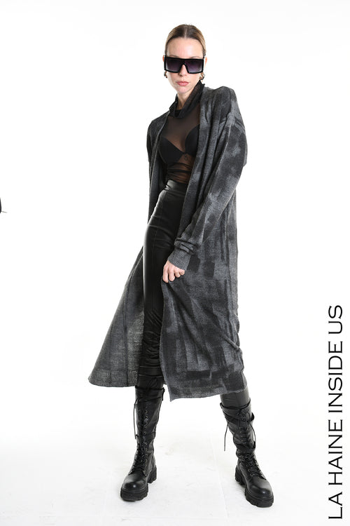 LH W5137 CARDIGAN Lungo in Maglia Finezza 7 Nero