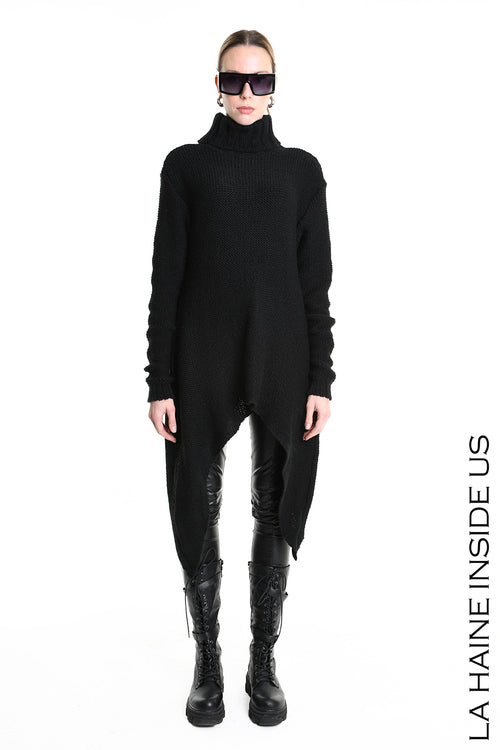 LH W5258 SWEATER Asymmetric Thickness 3 Black