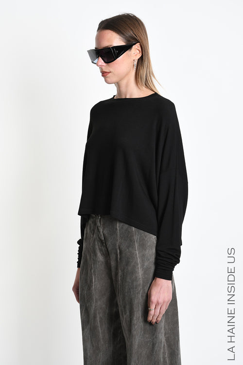 LH W5457 SWEATER Oversized Viscose Jersey Stretch Black