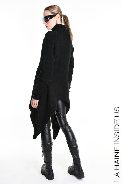 LH W5258 SWEATER Asymmetric Thickness 3 Black