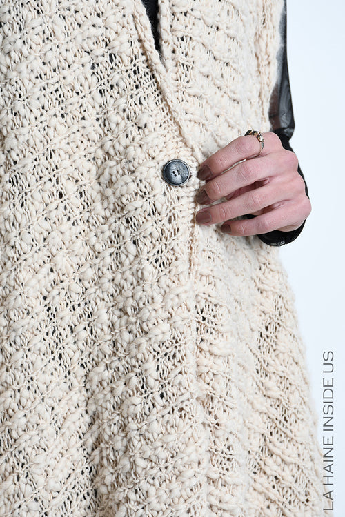 LH W5521 VEST Asymmetric Wool-Blend Fineness 5 Braided Boucle UNISEX D Ecru