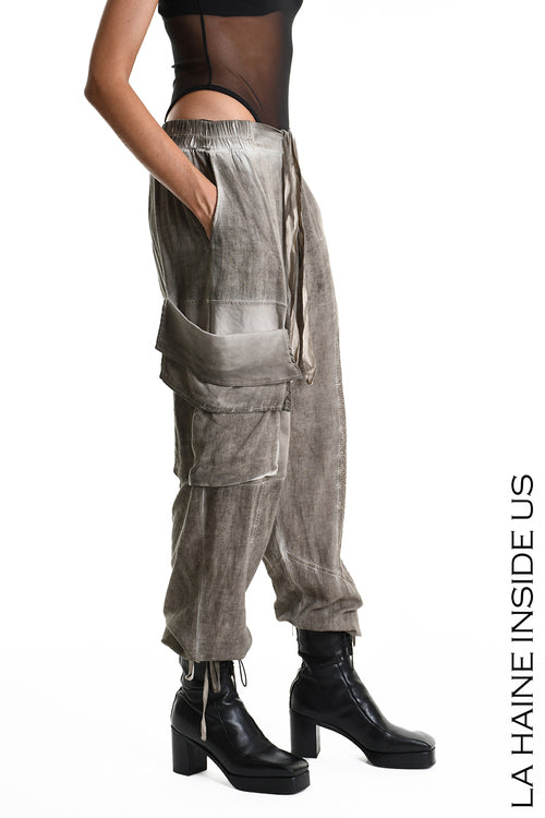 LH  M1270 TROUSER Over Blend Linen Dyed Cold UNISEX D Mud