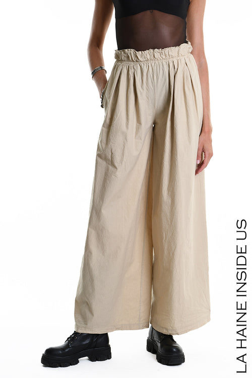 LH W5265 TROUSER Wide Cotton Crumpled Sand