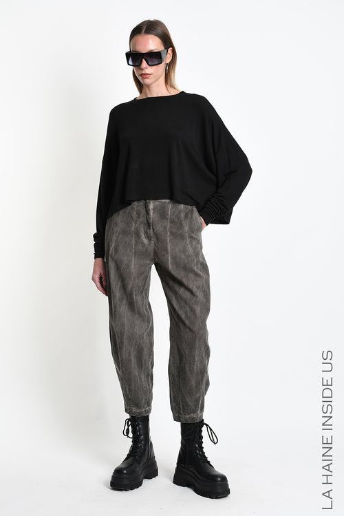 LH W5457 SWEATER Oversized Viscose Jersey Stretch Black
