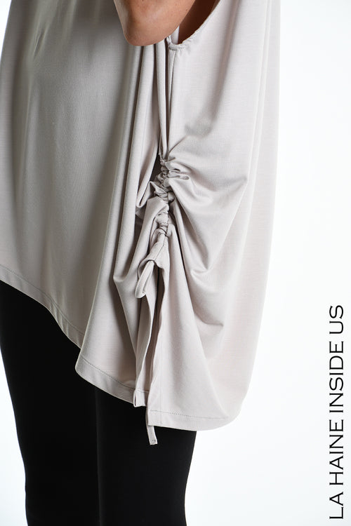 LH W5272 T-SHIRT Over Asymmetric Jersey Bamboo Beige