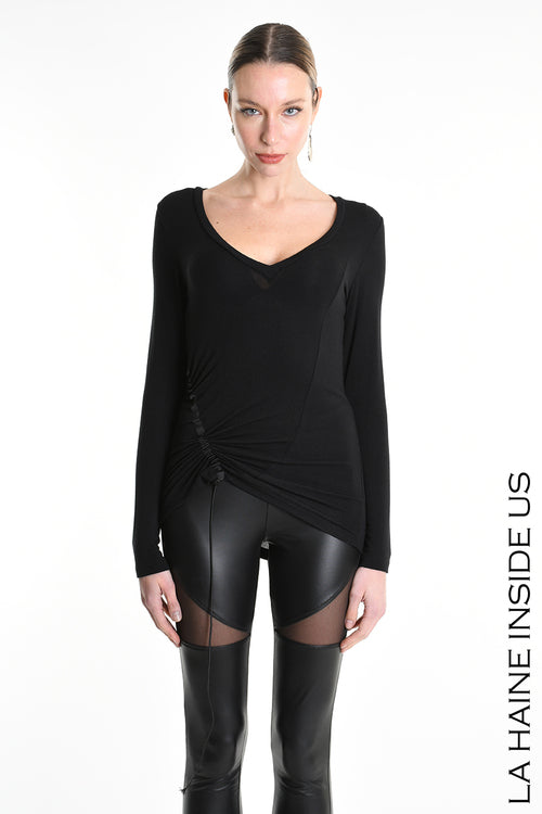 LH W562 T-SHIRT Skinny Viscose Jersey Black FW 25/26