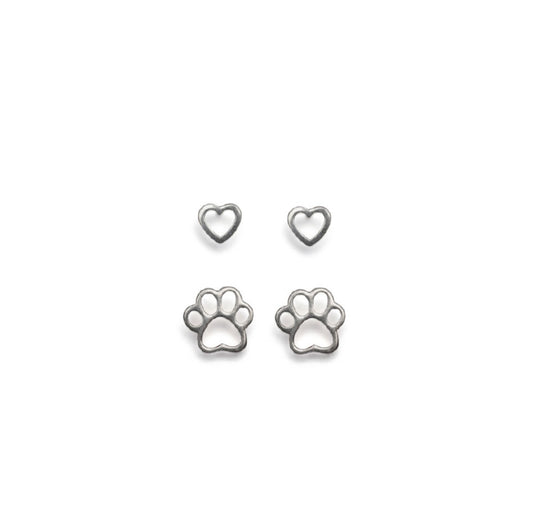 Vestopazzo earring set of 4: 2 hearts/2 paws LO80279 