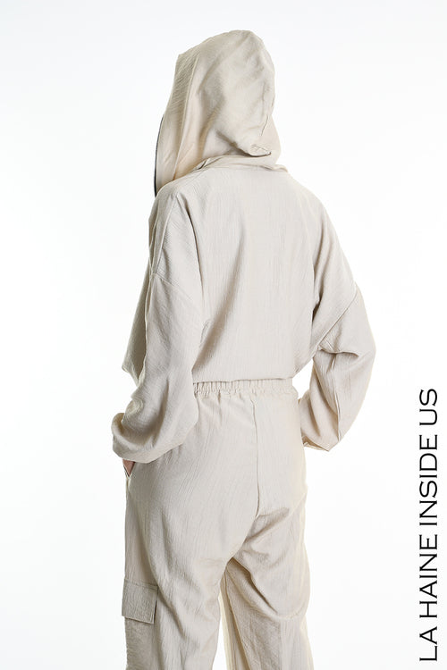 LH  W5347 BOMBER Over Fluid Viscose Embossed Beige