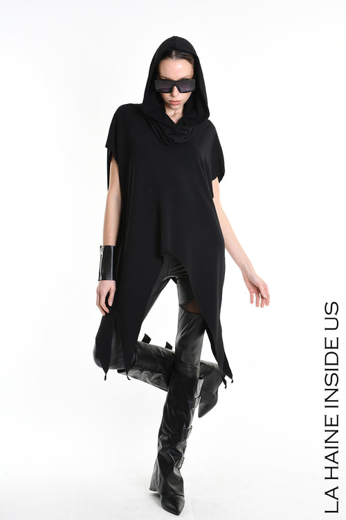 LH W5208 MAGLIA Over Asimmetrica in Jersey Bamboo Nero