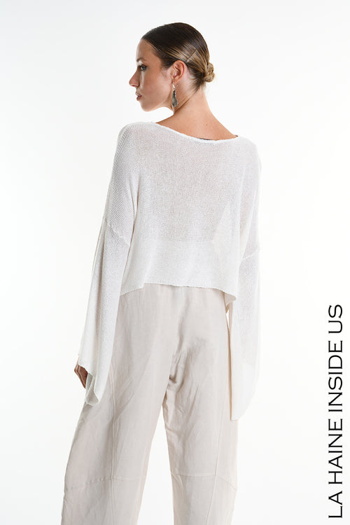 LH W5371 SWEATER Crop Thickness 7 White