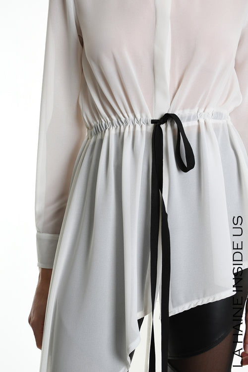 LH W5246 SHIRT Asymmetric Georgette White