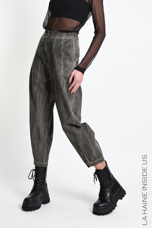 Lh W5413 TROUSER Balloon Tweel Cotton Stretch Dyed Cold Mud