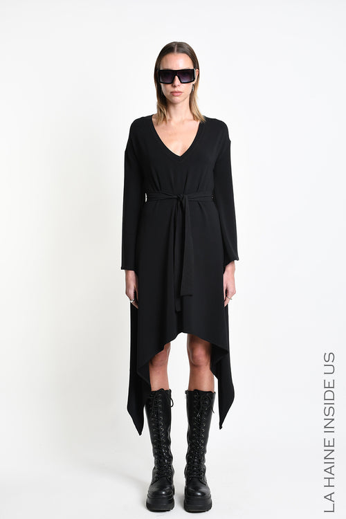 LH W5394 DRESS Asymmetric Bamboo Jersey Black