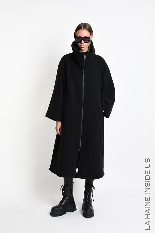 LH W5516 OVERCOAT in Wool Blend Cloth Black