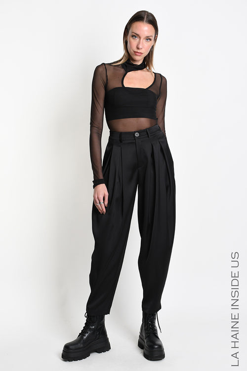 LH W5469 TROUSER Balloon Satin Black