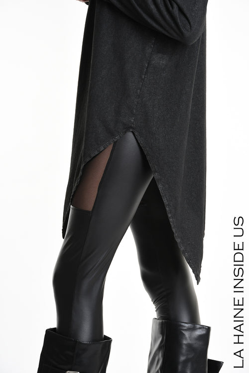 LH W5193 T-SHIRT Over Asymmetric Jersey Dyed Coated Black