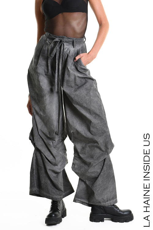 LH W5380 PANTALONE Palazzo Dyed Cotton in Gabardine Grey