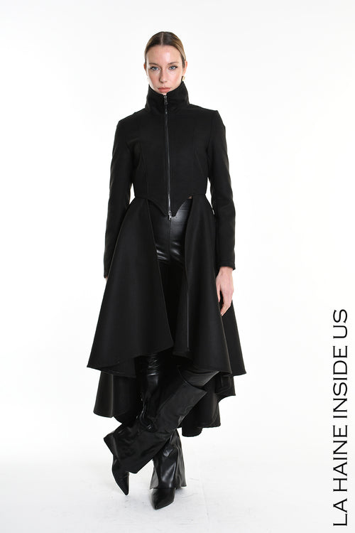 LH W5151 COAT Asymmetric Cloth Lined Black