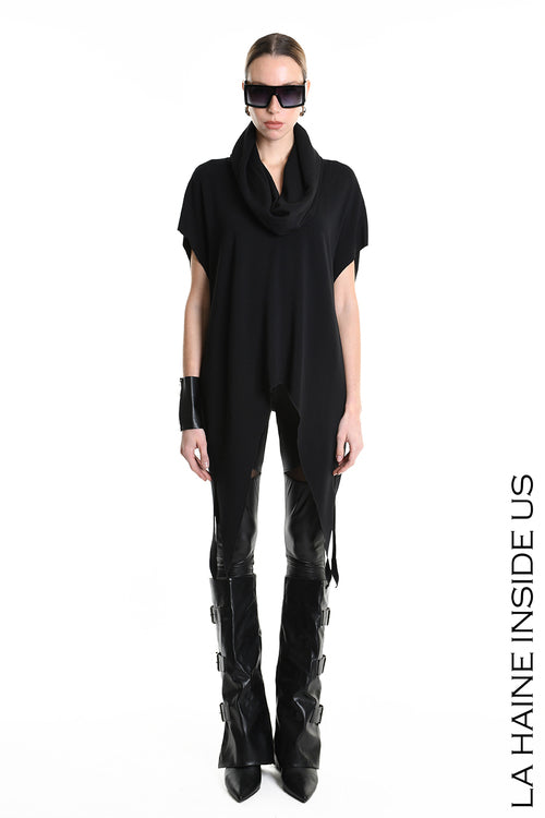 LH W5208 MAGLIA Over Asimmetrica in Jersey Bamboo Nero