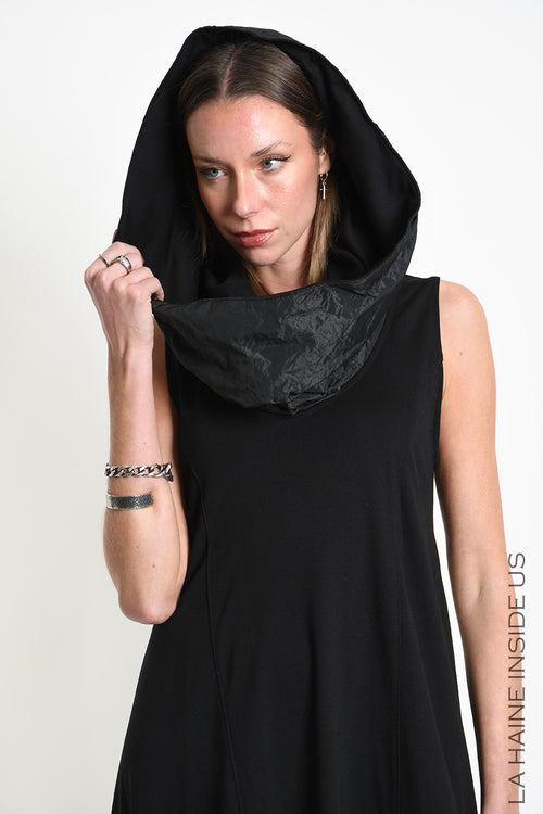 LH W5452 DRESS Asymmetric Punto Milano Stretch Black