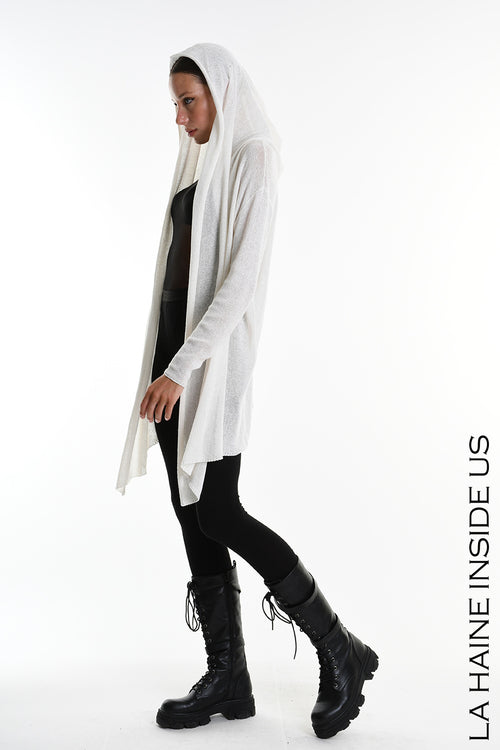 LH  W5369 CARDIGAN Asymmetric Thickness 7 White