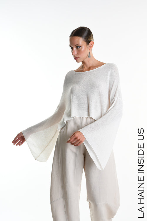 LH W5371 SWEATER Crop Thickness 7 White