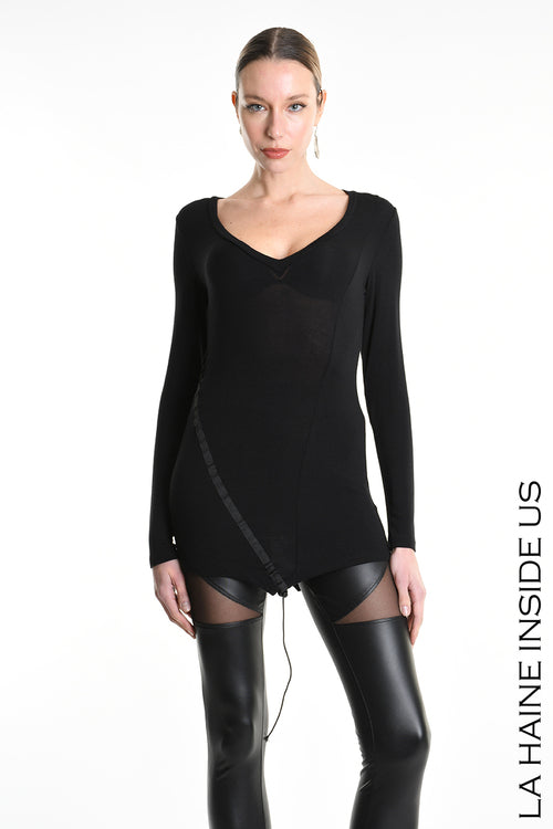 LH W562 T-SHIRT Skinny Viscose Jersey Black FW 25/26