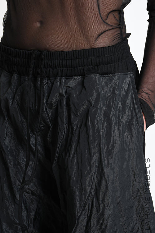 LH W5488 TROUSER Over Baggie Crumpled Nylon UNISEX D Black