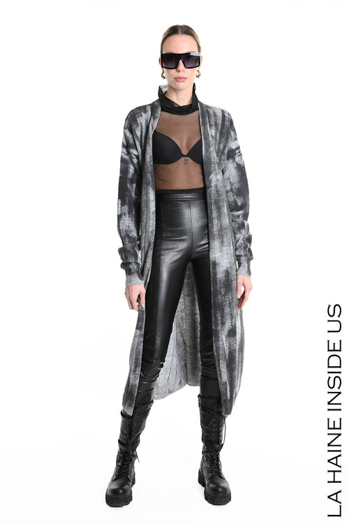 LH  W5137 CARDIGAN Lungo in Maglia Finezza 7 Grigio